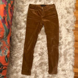 Tan velvet mid-rise pants
